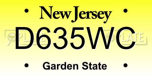 D635WC New Jersey License Plate