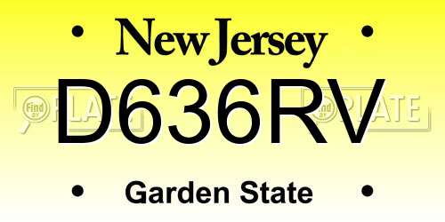 D636RV New Jersey License Plate