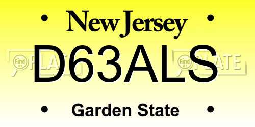D63ALS New Jersey License Plate