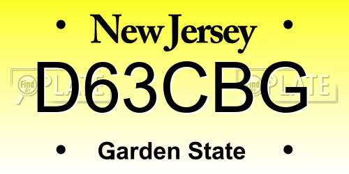 D63CBG New Jersey License Plate