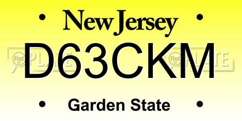 D63CKM New Jersey License Plate