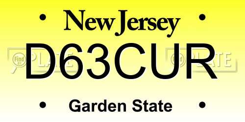 D63CUR New Jersey License Plate