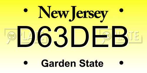 D63DEB New Jersey License Plate