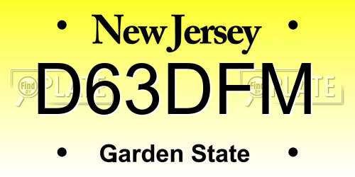 D63DFM New Jersey License Plate