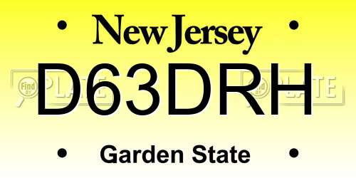 D63DRH New Jersey License Plate
