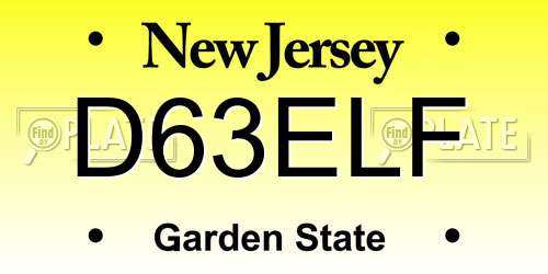 D63ELF New Jersey License Plate