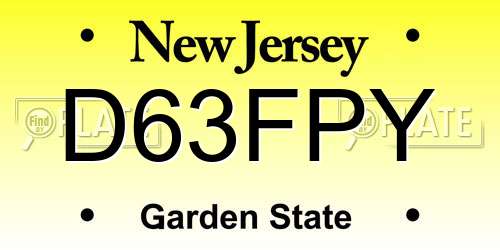 D63FPY New Jersey License Plate