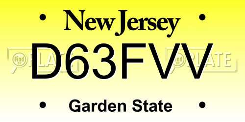 D63FVV New Jersey License Plate