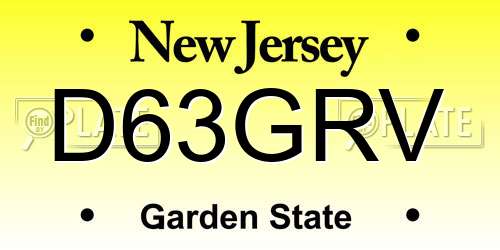 D63GRV New Jersey License Plate