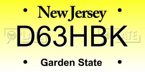 D63HBK New Jersey License Plate