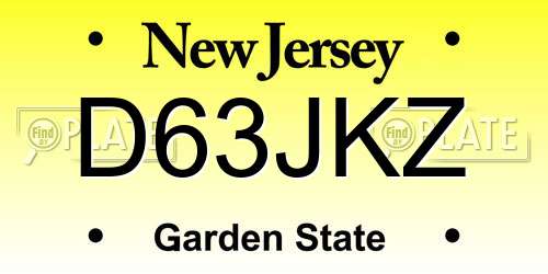 D63JKZ New Jersey License Plate