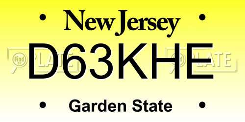 D63KHE New Jersey License Plate