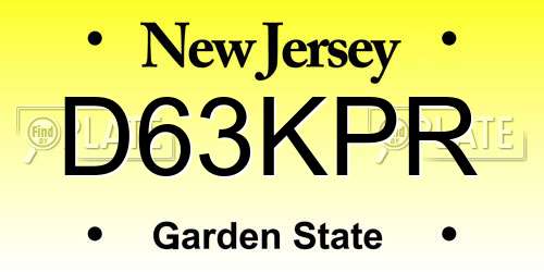 D63KPR New Jersey License Plate