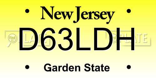 D63LDH New Jersey License Plate