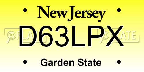 D63LPX New Jersey License Plate