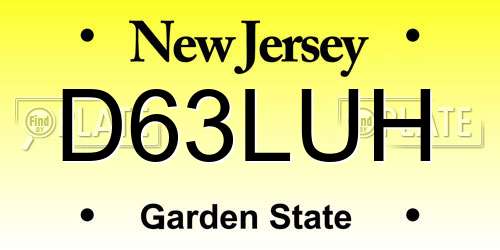 D63LUH New Jersey License Plate