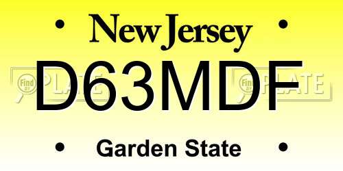 D63MDF New Jersey License Plate