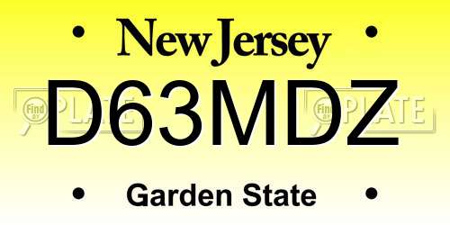 D63MDZ New Jersey License Plate