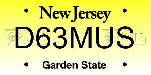 D63MUS New Jersey License Plate