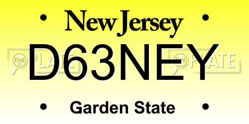 D63NEY New Jersey License Plate