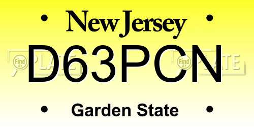D63PCN New Jersey License Plate