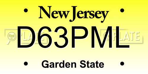 D63PML New Jersey License Plate