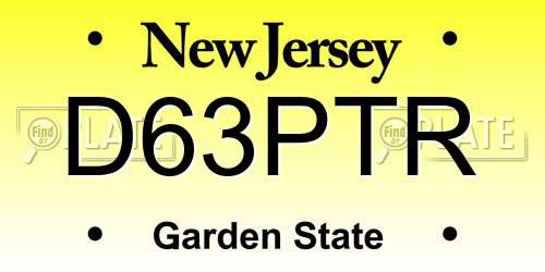 D63PTR New Jersey License Plate