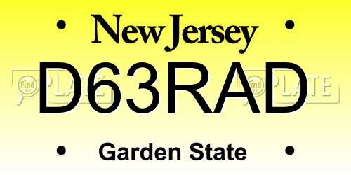 D63RAD New Jersey License Plate