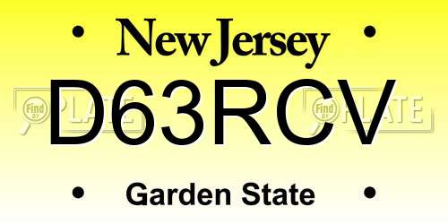 D63RCV New Jersey License Plate