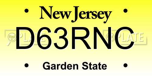 D63RNC New Jersey License Plate