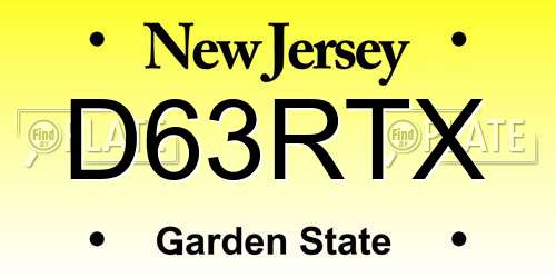 D63RTX New Jersey License Plate