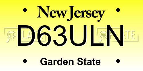 D63ULN New Jersey License Plate