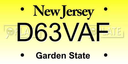 D63VAF New Jersey License Plate