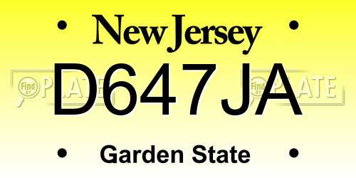 D647JA New Jersey License Plate