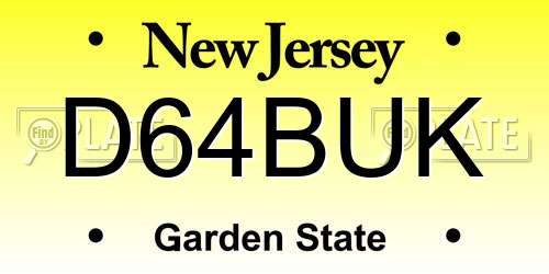 D64BUK New Jersey License Plate