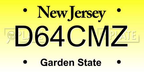 D64CMZ New Jersey License Plate