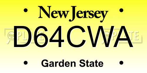 D64CWA New Jersey License Plate