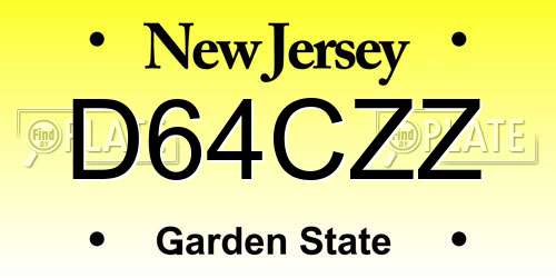 D64CZZ New Jersey License Plate