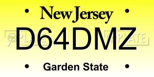 D64DMZ New Jersey License Plate