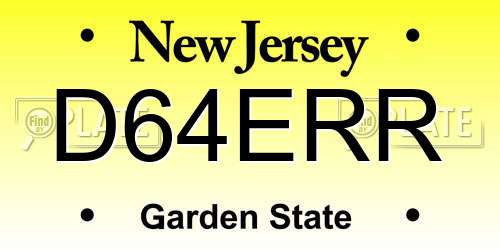 D64ERR New Jersey License Plate