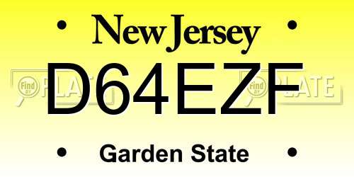D64EZF New Jersey License Plate