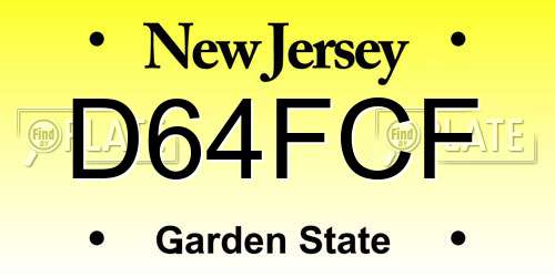 D64FCF New Jersey License Plate