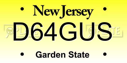 D64GUS New Jersey License Plate