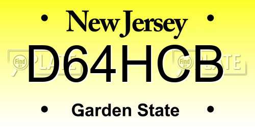 D64HCB New Jersey License Plate