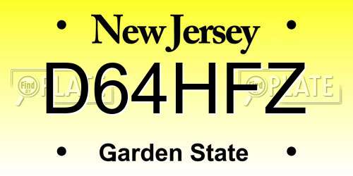 D64HFZ New Jersey License Plate