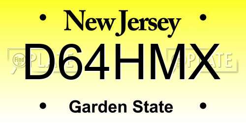 D64HMX New Jersey License Plate
