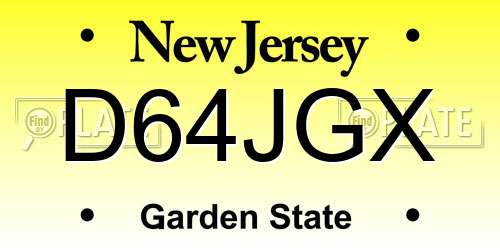 D64JGX New Jersey License Plate