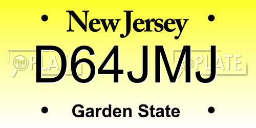 D64JMJ New Jersey License Plate