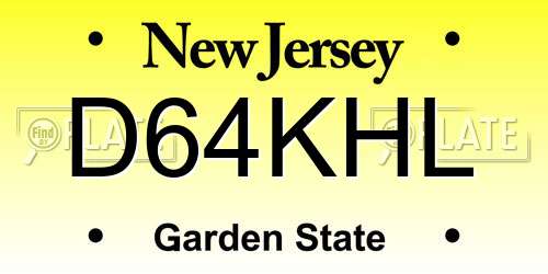 D64KHL New Jersey License Plate