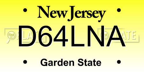 D64LNA New Jersey License Plate